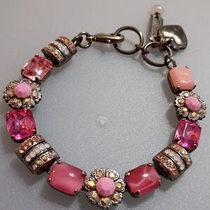 Mariana Swarovski Elegant Pink and Silver Crystal Gemstone Bracelet